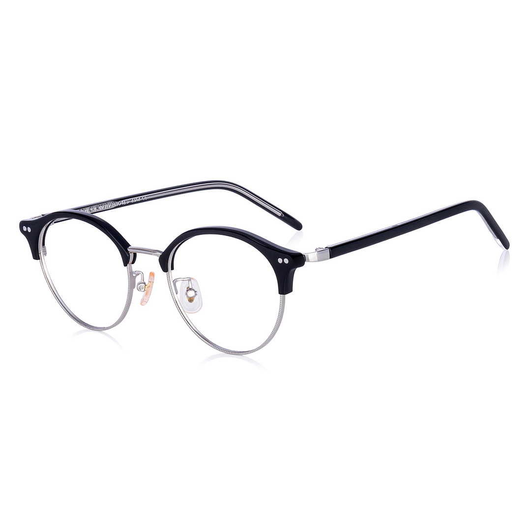 Graph Belle Black Half Rim Browline left side