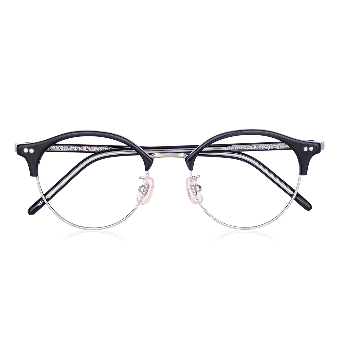 Graph Belle Black Half Rim Browline left side