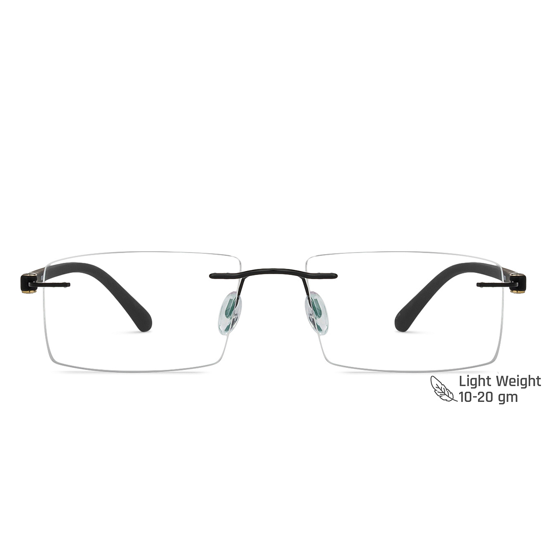 BRANDED Black Rimless Rectangle left side