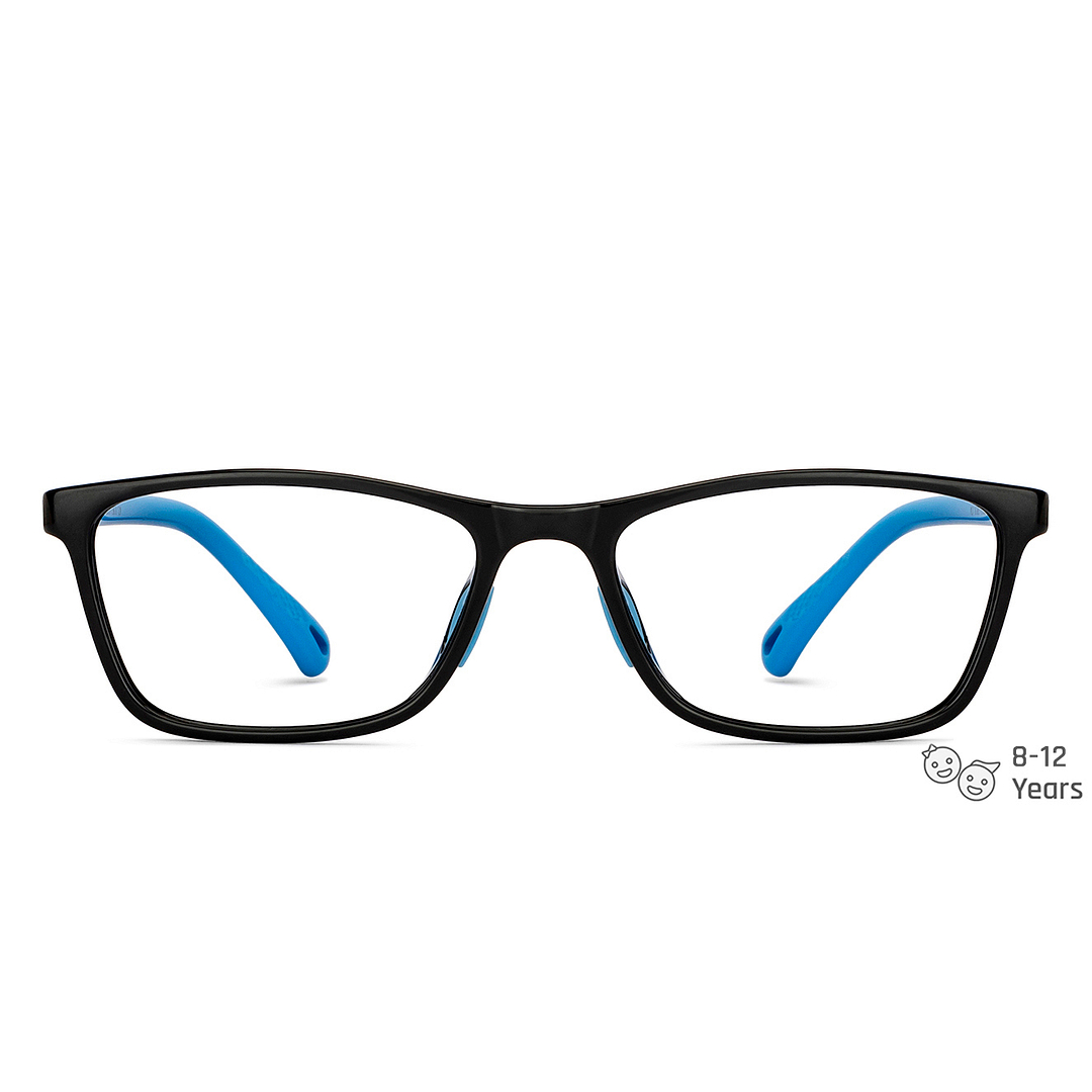 Hooper Screen Glasses Blue-Block Kids Computer Glasses: Black Blue Full Rim Rectangle Kids  8-12 yrs  Hooper TR Essentials Hooper-C2 left side