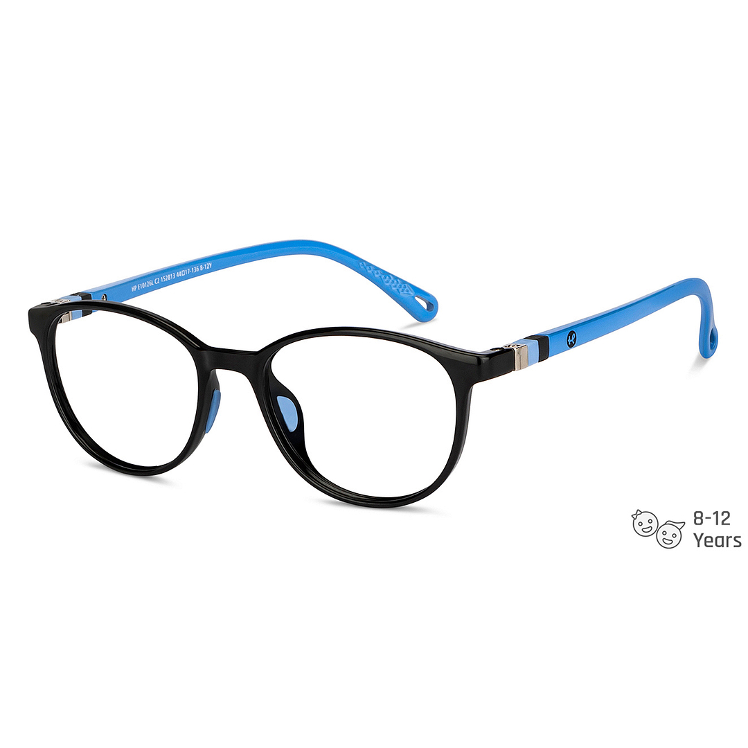 Hooper Screen Glasses Blue-Block Kids Computer Glasses: Black Blue Full Rim Round Kids  5-8 yrs  Hooper TR Essentials Hooper-C2 right side