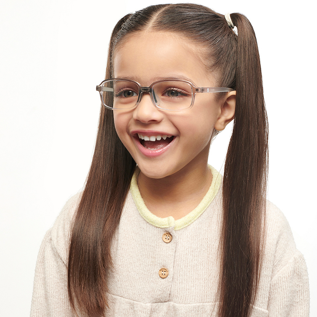 Hooper Screen Glasses Blue-Block Kids Computer Glasses: Grey Black Transparent Full Rim Rectangle Computer Glasses Poppin Hooper HP D10104M-C1 right side