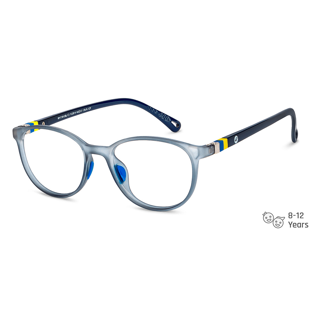 Hooper Screen Glasses Blue-Block Kids Computer Glasses: Matte Grey Transparent Blue Full Rim Round Kids 5-8 yrs Hooper Digi Hooper-C3 right side