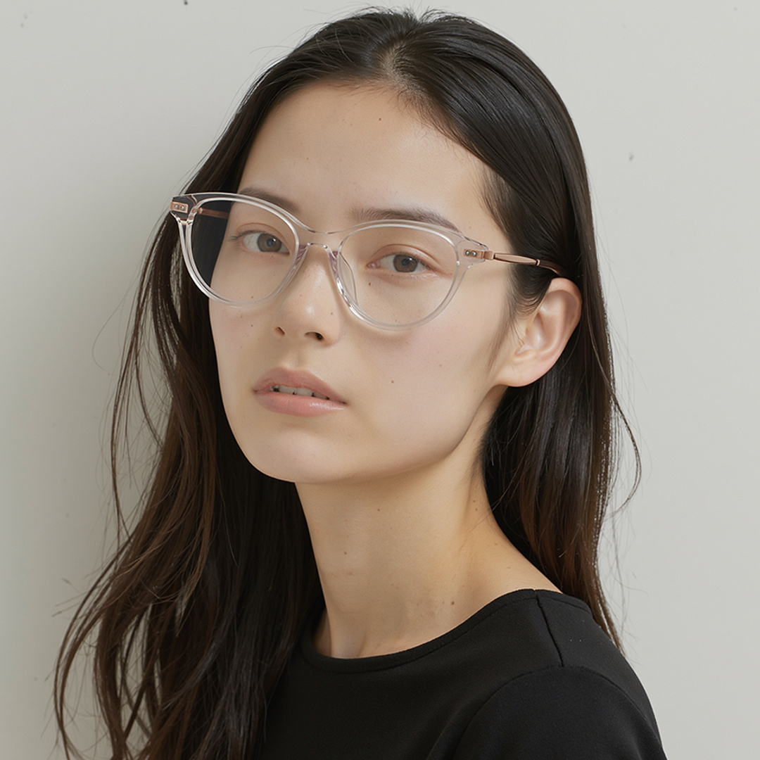 John Jacobs Online Blue Transparent Full Rim Cat Eye left side