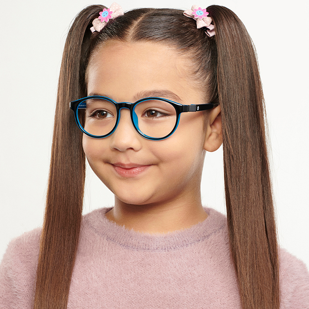 Hooper Screen Glasses Blue Block Phone  Computer Glasses: Black Full Rim Round Kids 5-8 yrs Hooper HP D10044M-C2 right side