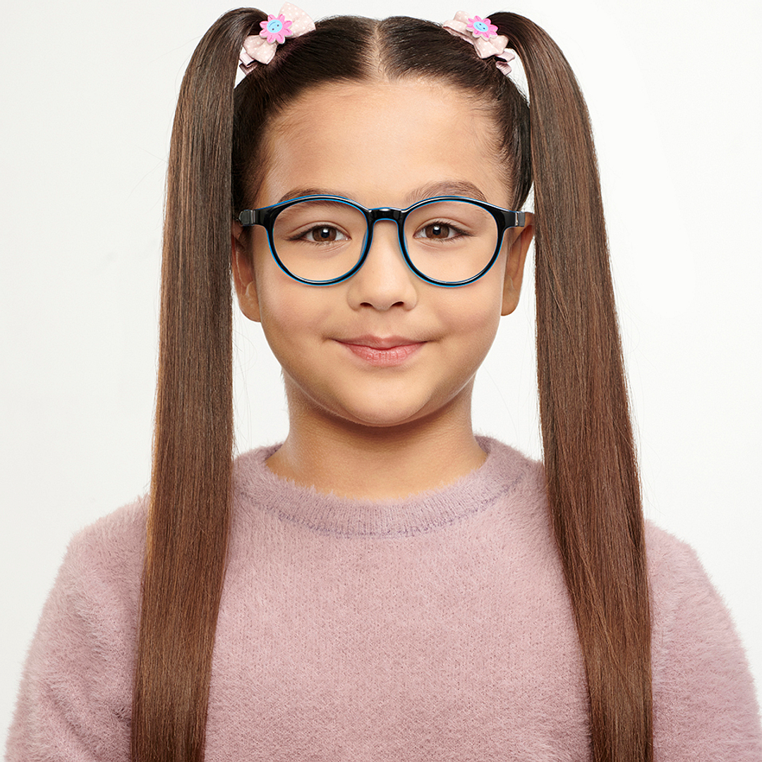 Hooper Screen Glasses Blue Block Phone  Computer Glasses: Black Full Rim Round Kids 5-8 yrs Hooper HP D10044M-C2 right side
