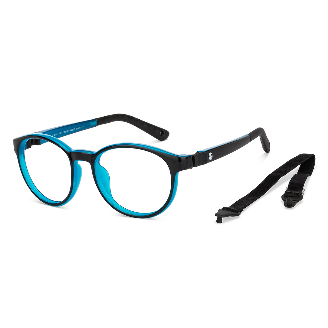 Hooper Screen Glasses Blue Block Phone  Computer Glasses: Black Full Rim Round Kids 5-8 yrs Hooper HP D10044M-C2 left side