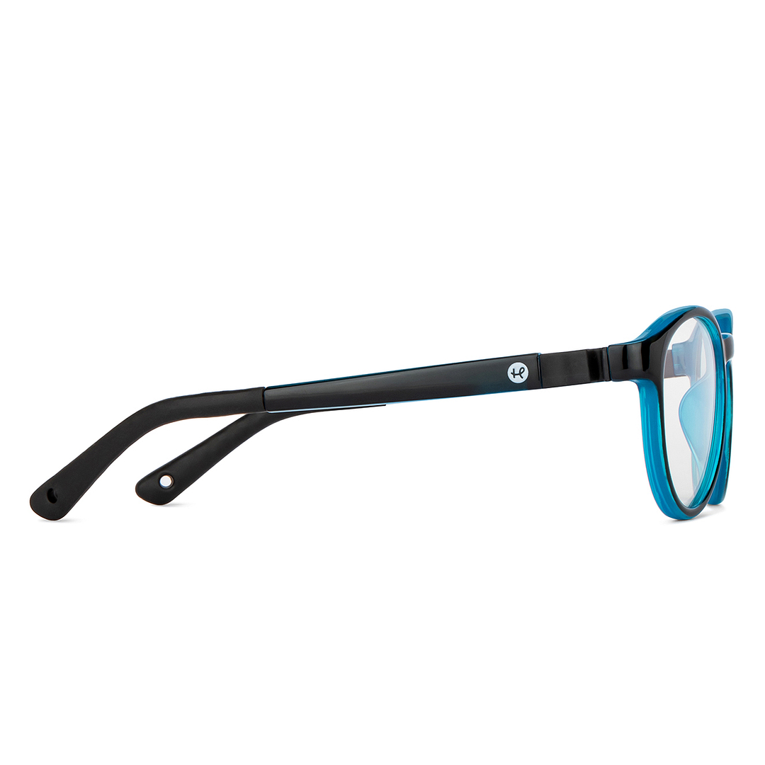 Hooper Screen Glasses Blue Block Phone  Computer Glasses: Black Full Rim Round Kids 5-8 yrs Hooper HP D10044M-C2 left side