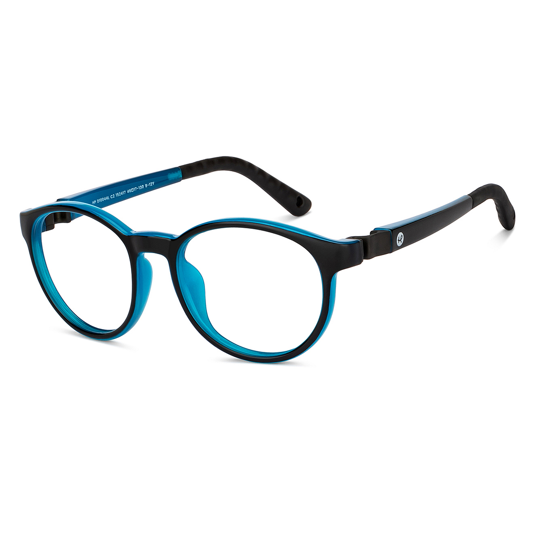 Hooper Screen Glasses Blue Block Phone  Computer Glasses: Black Full Rim Round Kids 5-8 yrs Computer Glasses HP D10044L-C2 right side