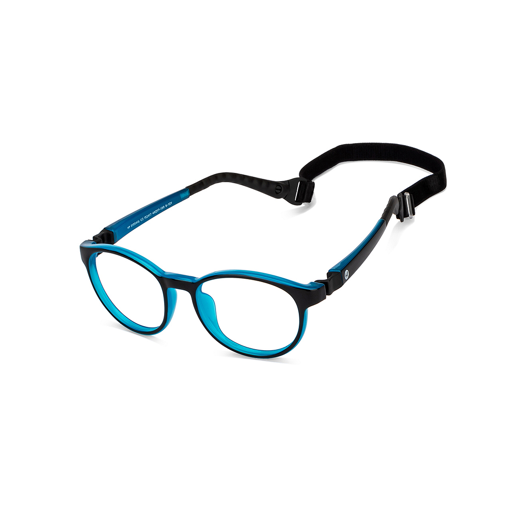 Hooper Screen Glasses Blue Block Phone  Computer Glasses: Black Full Rim Round Kids 5-8 yrs Computer Glasses HP D10044L-C2 left side