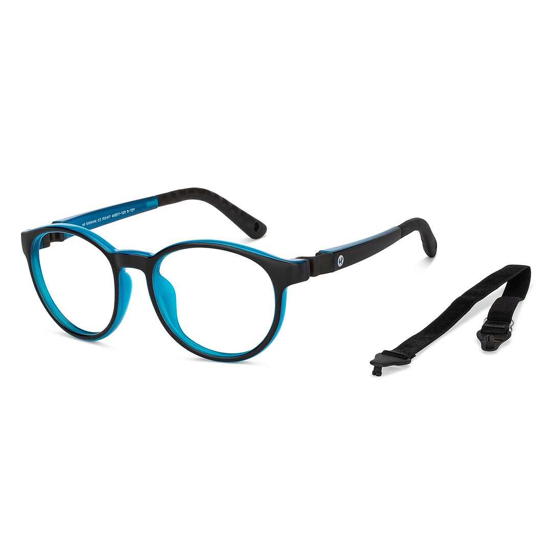 Hooper Screen Glasses Blue Block Phone  Computer Glasses: Black Full Rim Round Kids 5-8 yrs Computer Glasses HP D10044L-C2 right side