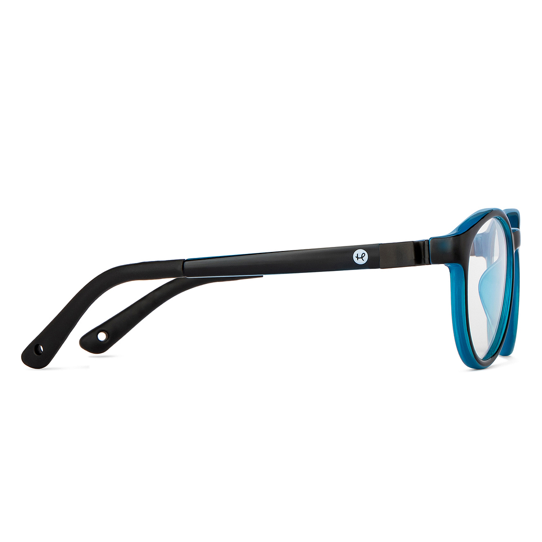 Hooper Screen Glasses Blue Block Phone  Computer Glasses: Black Full Rim Round Kids 5-8 yrs Computer Glasses HP D10044L-C2 left side