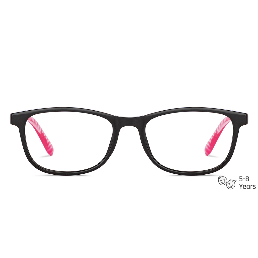 Hooper Screen Glasses Blue Block Phone  Computer Glasses: Black Pink Transparent Full Rim Rectangle Kids 5-8 yrs Hooper HP D10016M-C1 left side