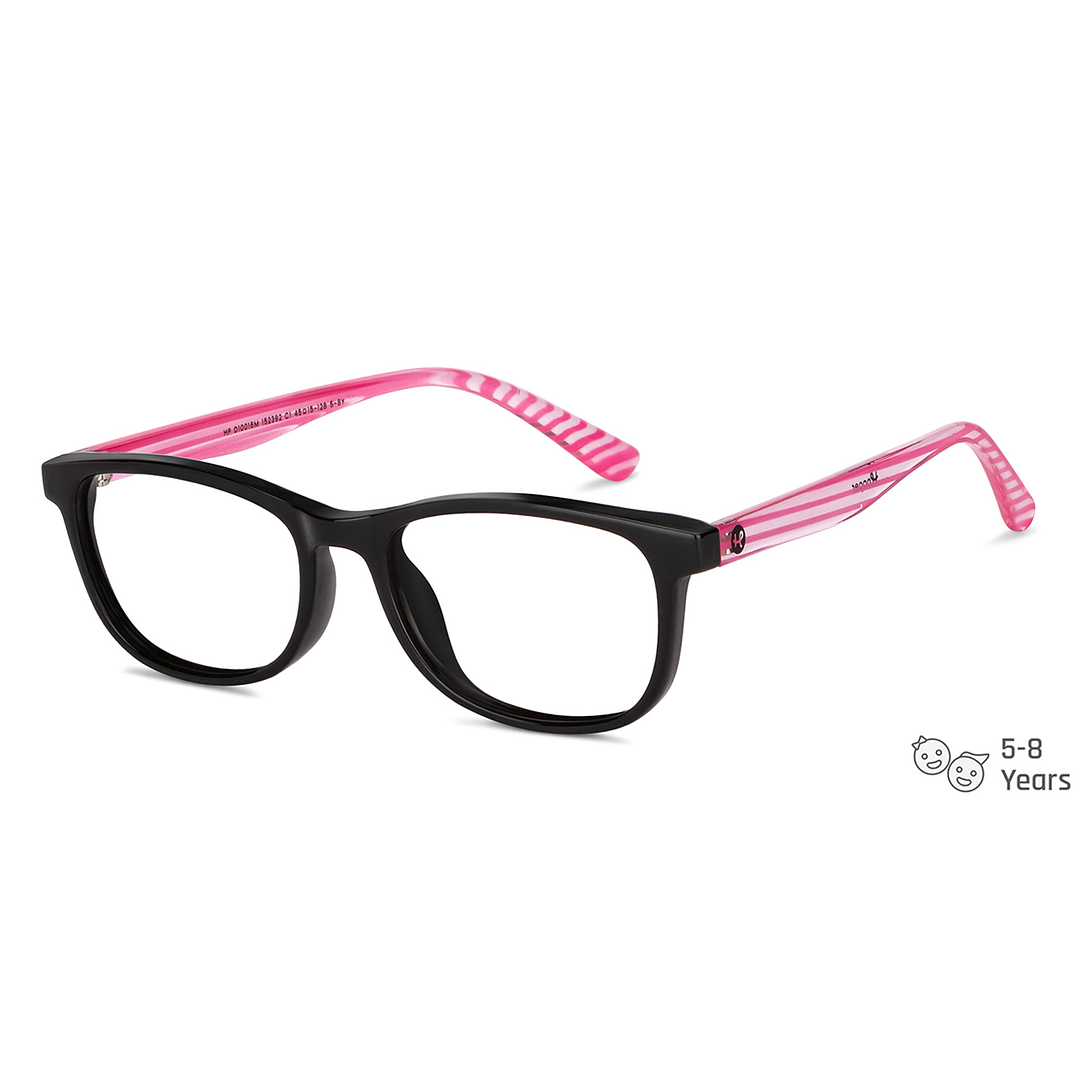 Hooper Screen Glasses Blue Block Phone  Computer Glasses: Black Pink Transparent Full Rim Rectangle Kids 5-8 yrs Hooper HP D10016M-C1 right side