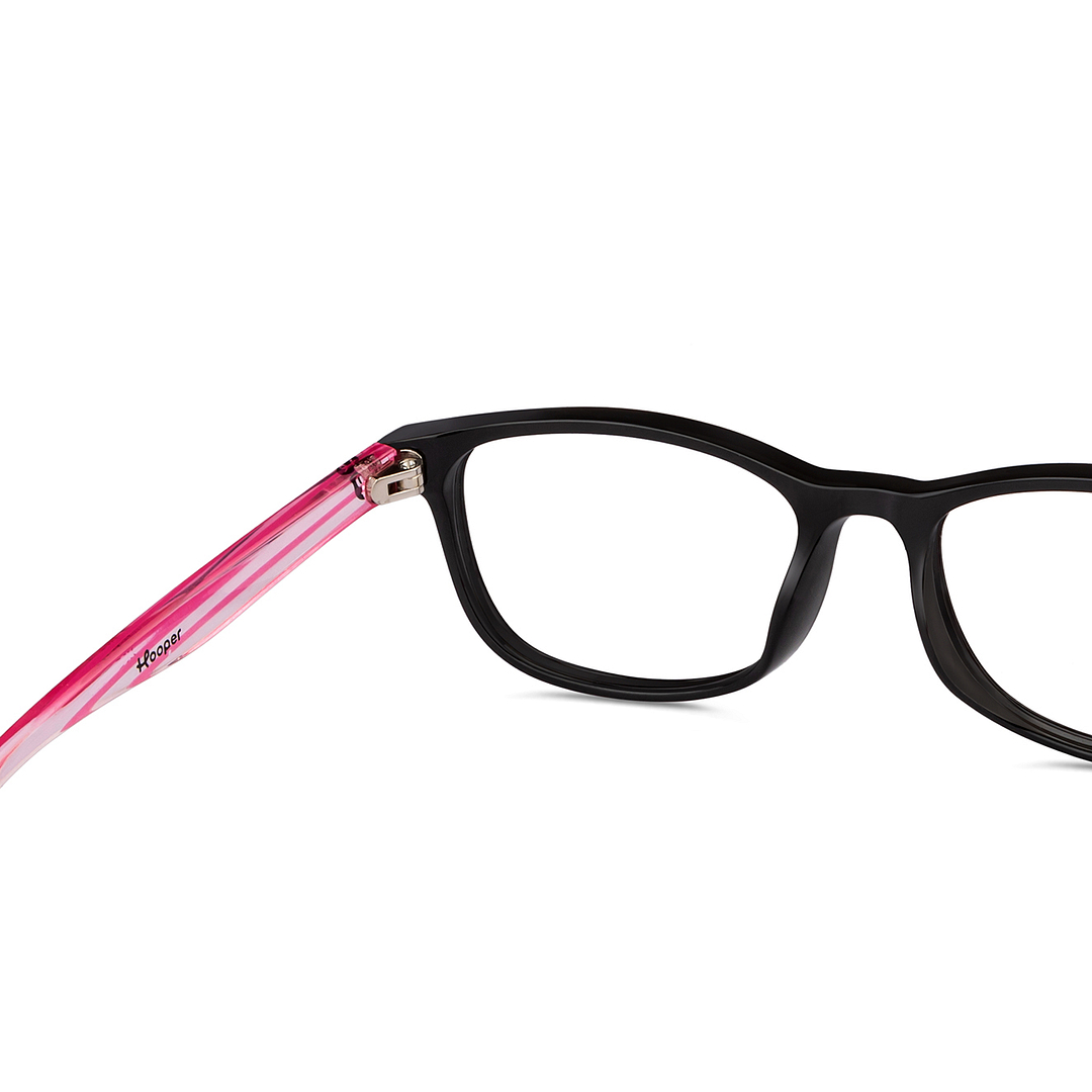 Hooper Screen Glasses Blue Block Phone  Computer Glasses: Black Pink Transparent Full Rim Rectangle Kids 5-8 yrs Hooper HP D10016M-C1 right side