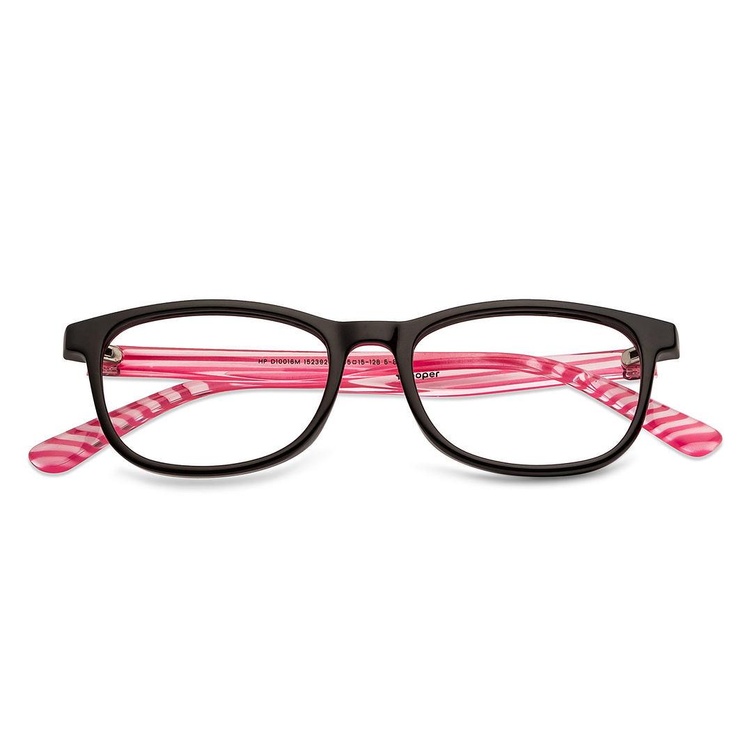 Hooper Screen Glasses Blue Block Phone  Computer Glasses: Black Pink Transparent Full Rim Rectangle Kids 5-8 yrs Hooper HP D10016M-C1 left side