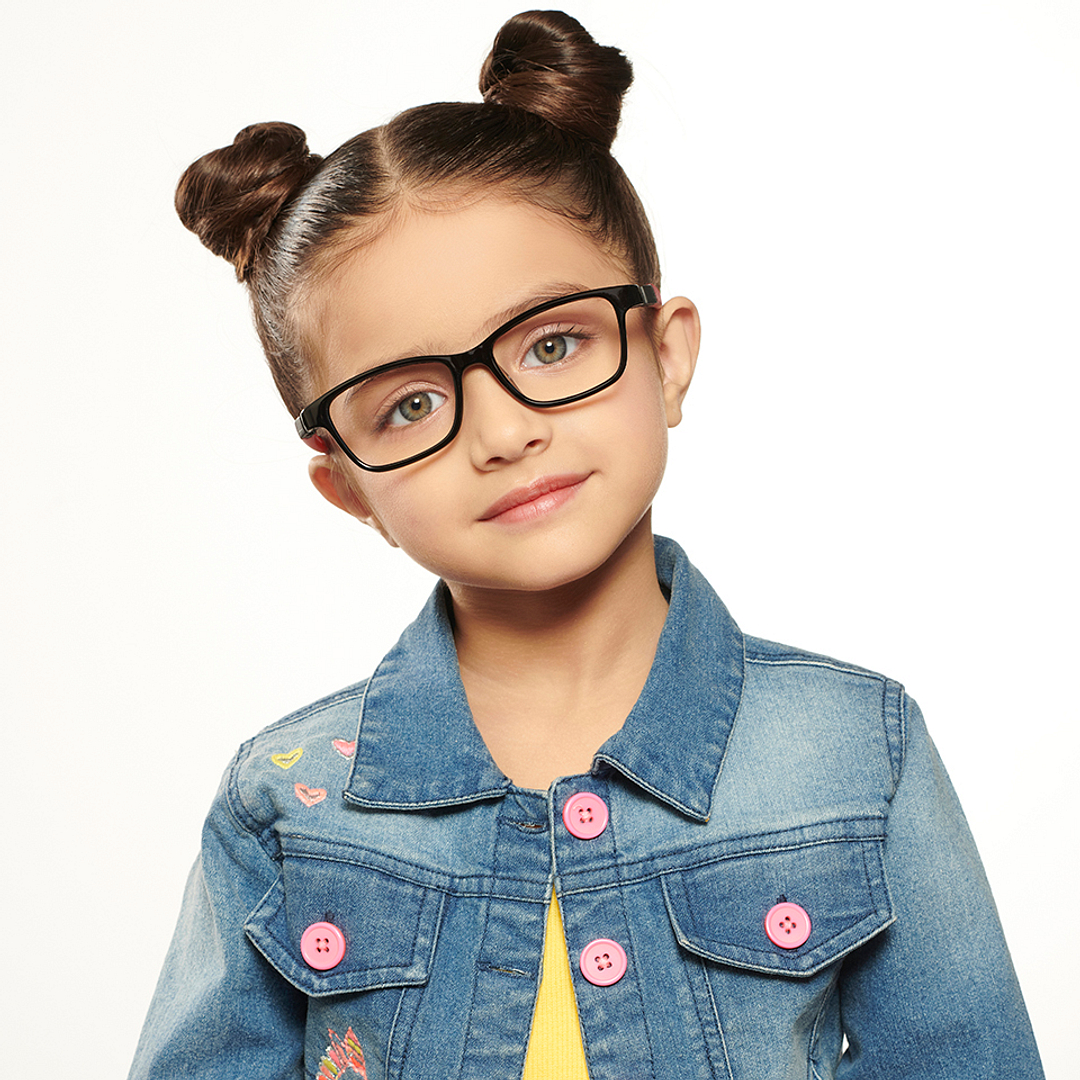 Hooper Screen Glasses Blue Block Phone  Computer Glasses: Black Red Full Rim Rectangle Kids 5-8 yrs Computer Glasses HP D10038M-C2 right side