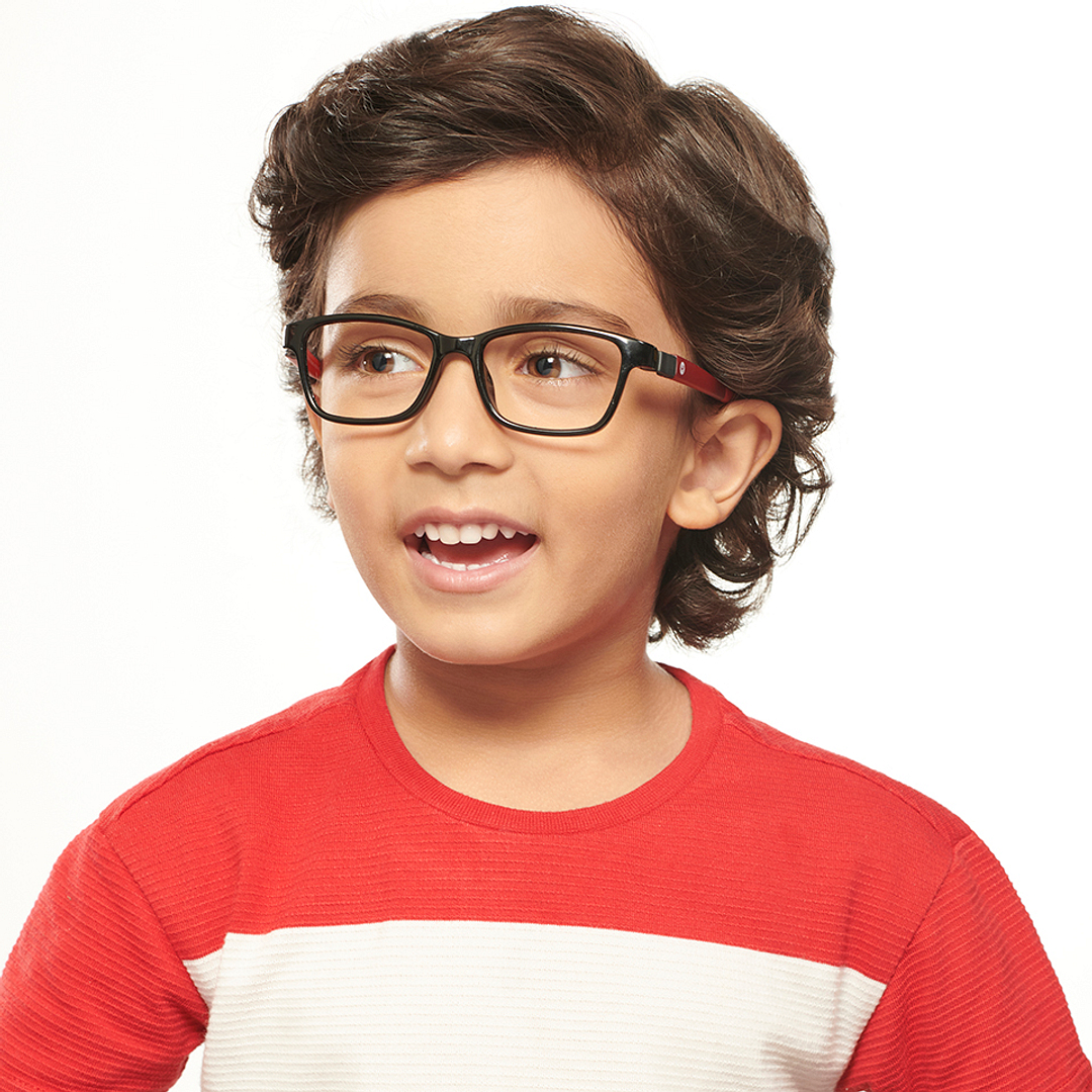 Hooper Screen Glasses Blue Block Phone  Computer Glasses: Black Red Full Rim Rectangle Kids 5-8 yrs Computer Glasses HP D10038M-C2 right side