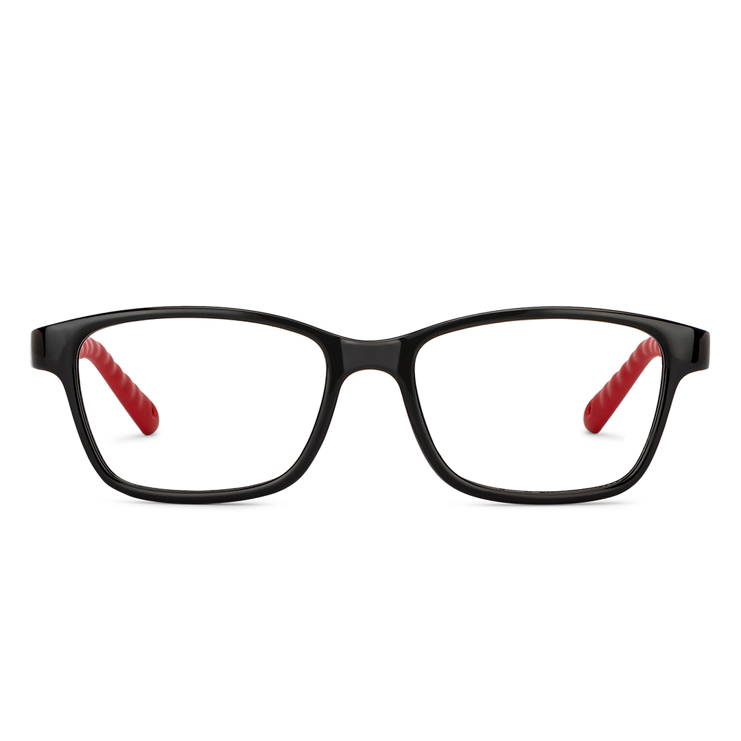 Hooper Screen Glasses Blue Block Phone  Computer Glasses: Black Red Full Rim Rectangle Kids 5-8 yrs Computer Glasses HP D10038M-C2 left side