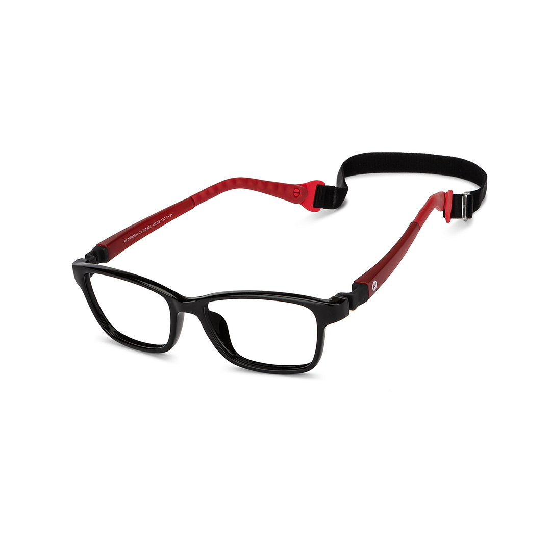 Hooper Screen Glasses Blue Block Phone  Computer Glasses: Black Red Full Rim Rectangle Kids 5-8 yrs Computer Glasses HP D10038M-C2 left side