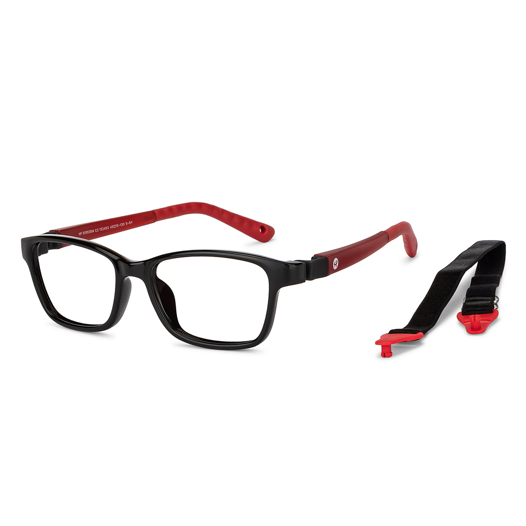 Hooper Screen Glasses Blue Block Phone  Computer Glasses: Black Red Full Rim Rectangle Kids 5-8 yrs Computer Glasses HP D10038M-C2 right side