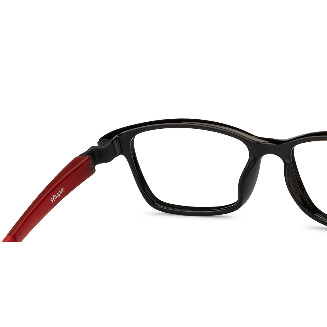 Hooper Screen Glasses Blue Block Phone  Computer Glasses: Black Red Full Rim Rectangle Kids 5-8 yrs Computer Glasses HP D10038M-C2 right side