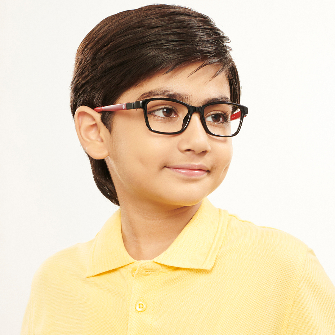 Hooper Screen Glasses Blue Block Phone  Computer Glasses: Black Red Maroon Full Rim Rectangle Kids 8-12 yrs Computer Glasses HP D10038L-C2 right side