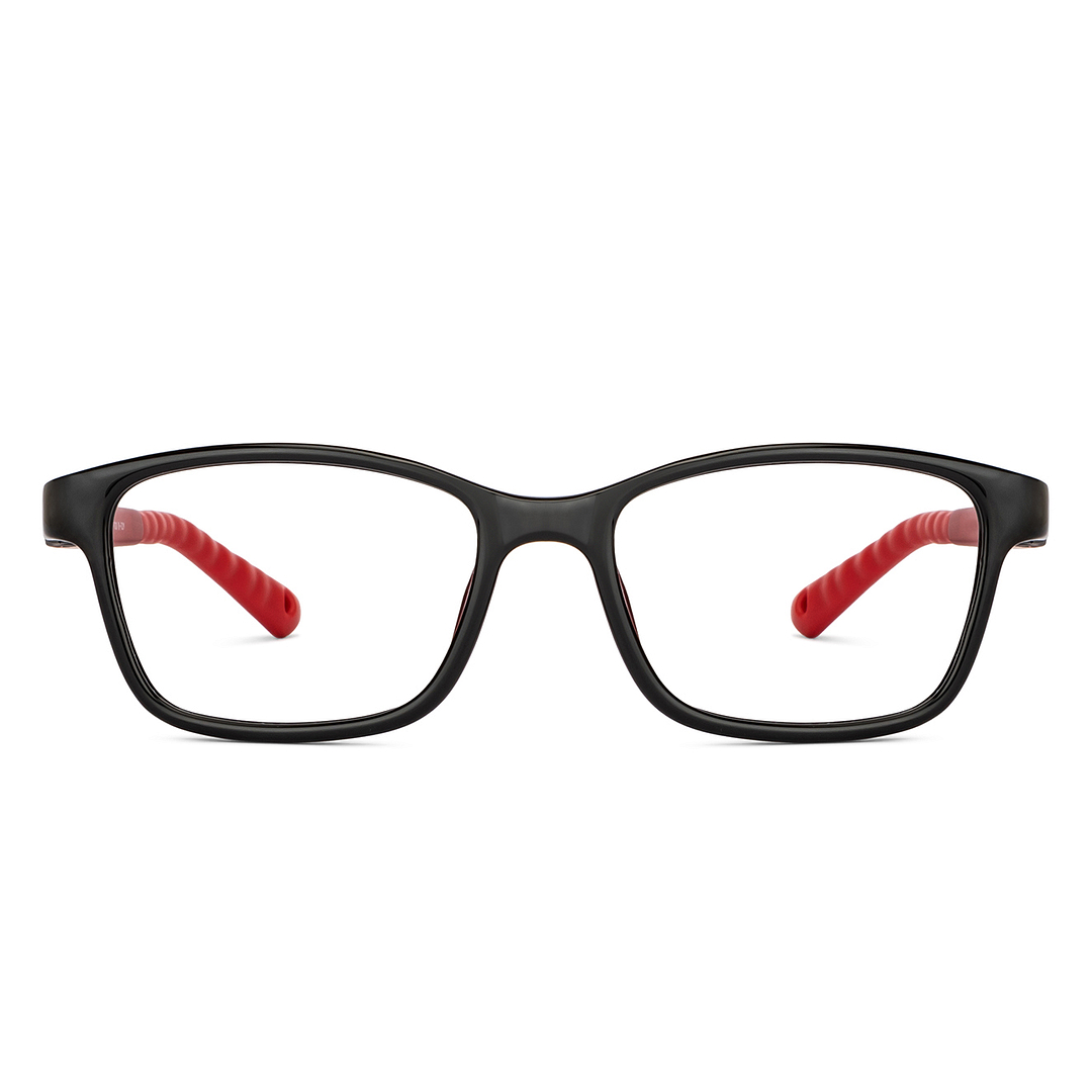 Hooper Screen Glasses Blue Block Phone  Computer Glasses: Black Red Maroon Full Rim Rectangle Kids 8-12 yrs Computer Glasses HP D10038L-C2 left side