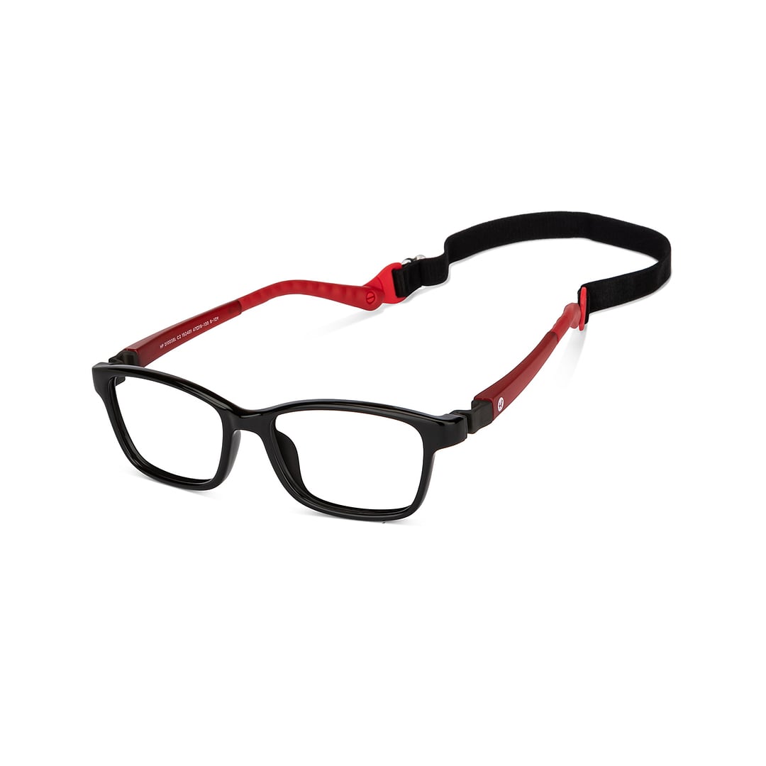 Hooper Screen Glasses Blue Block Phone  Computer Glasses: Black Red Maroon Full Rim Rectangle Kids 8-12 yrs Computer Glasses HP D10038L-C2 left side