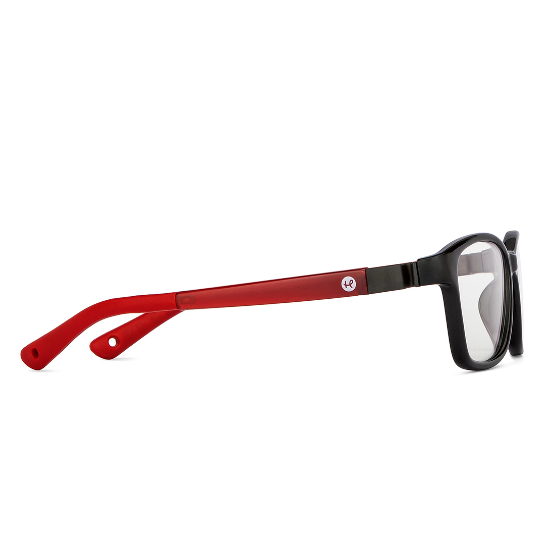 Hooper Screen Glasses Blue Block Phone  Computer Glasses: Black Red Maroon Full Rim Rectangle Kids 8-12 yrs Computer Glasses HP D10038L-C2 left side