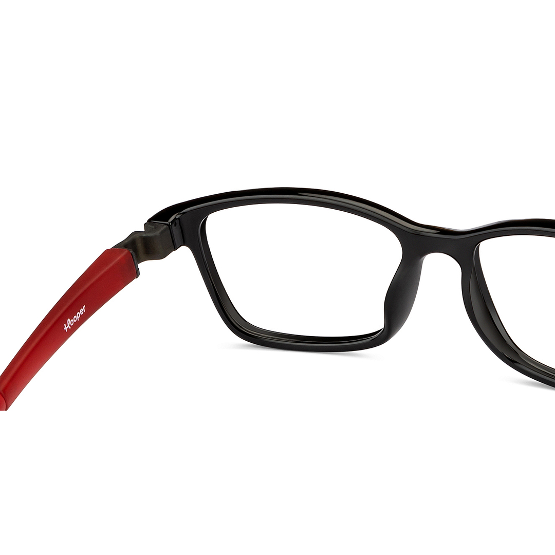 Hooper Screen Glasses Blue Block Phone  Computer Glasses: Black Red Maroon Full Rim Rectangle Kids 8-12 yrs Computer Glasses HP D10038L-C2 right side