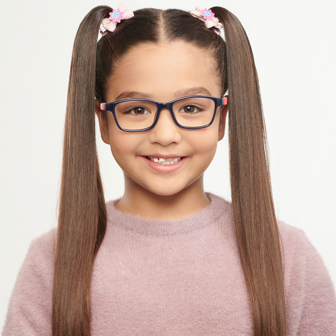 Hooper Screen Glasses Blue Block Phone  Computer Glasses: Blue Red Blue Full Rim Rectangle Kids 5-8 yrs Computer Glasses HP D10038M-C1 left side