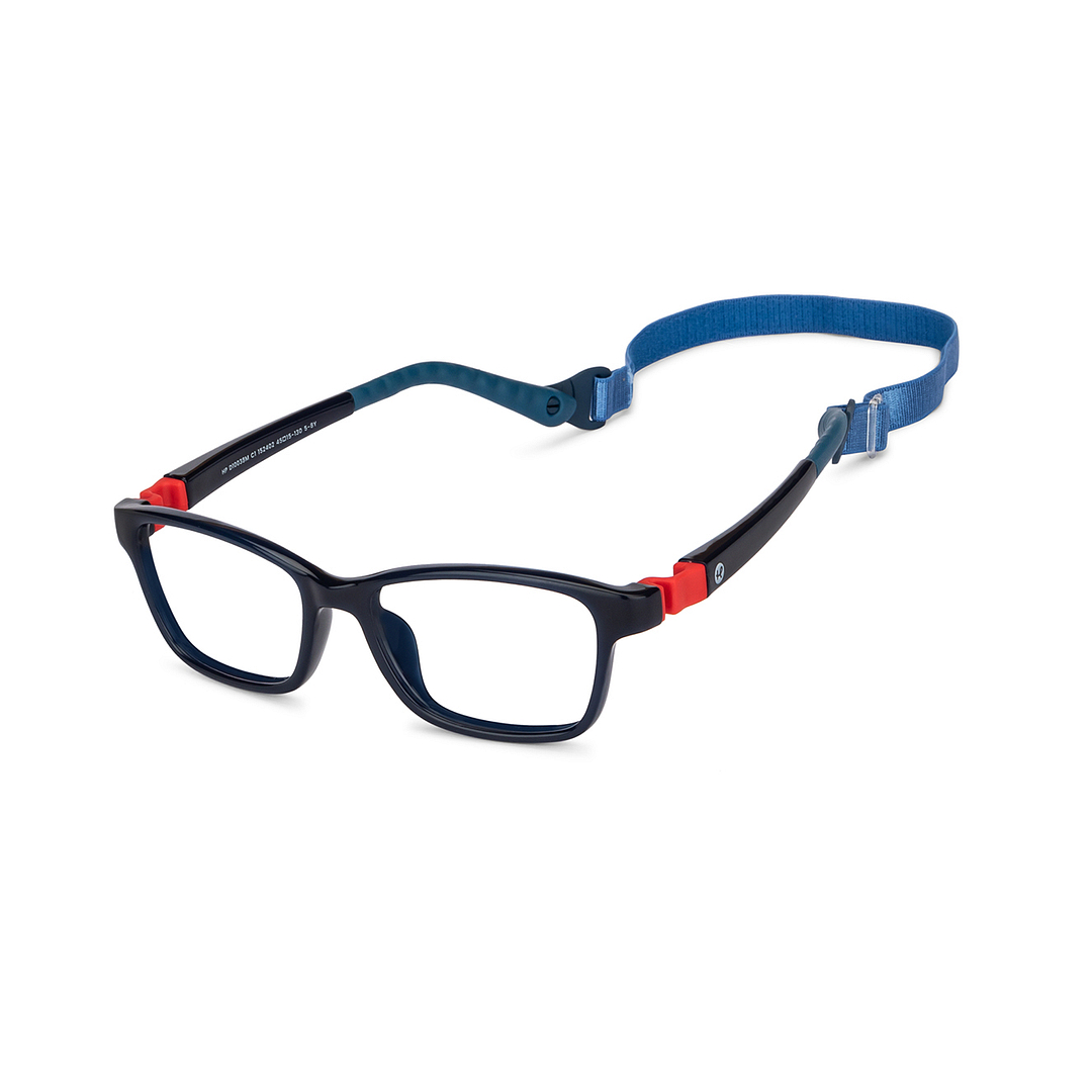 Hooper Screen Glasses Blue Block Phone  Computer Glasses: Blue Red Blue Full Rim Rectangle Kids 5-8 yrs Computer Glasses HP D10038M-C1 left side
