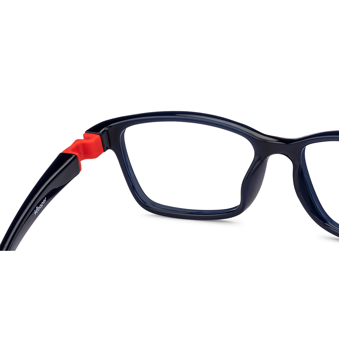 Hooper Screen Glasses Blue Block Phone  Computer Glasses: Blue Red Blue Full Rim Rectangle Kids 5-8 yrs Computer Glasses HP D10038M-C1 right side