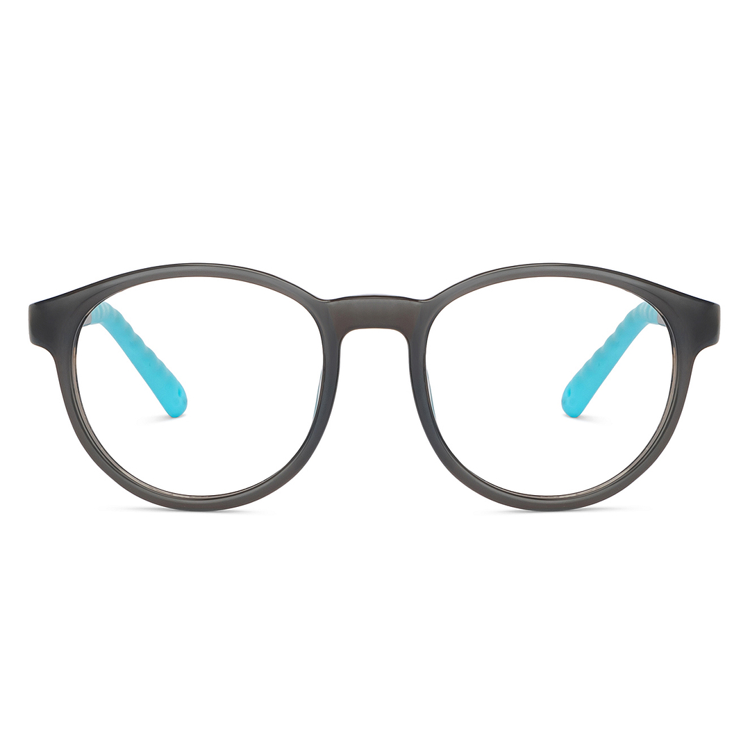 Hooper Screen Glasses Blue Block Phone  Computer Glasses: Grey Full Rim Round Kids 5-8 yrs Hooper HP D10044M-C3 left side