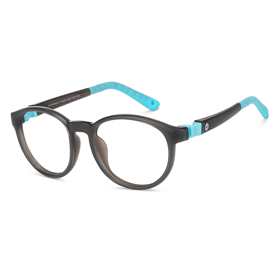 Hooper Screen Glasses Blue Block Phone  Computer Glasses: Grey Full Rim Round Kids 5-8 yrs Hooper HP D10044M-C3 left side