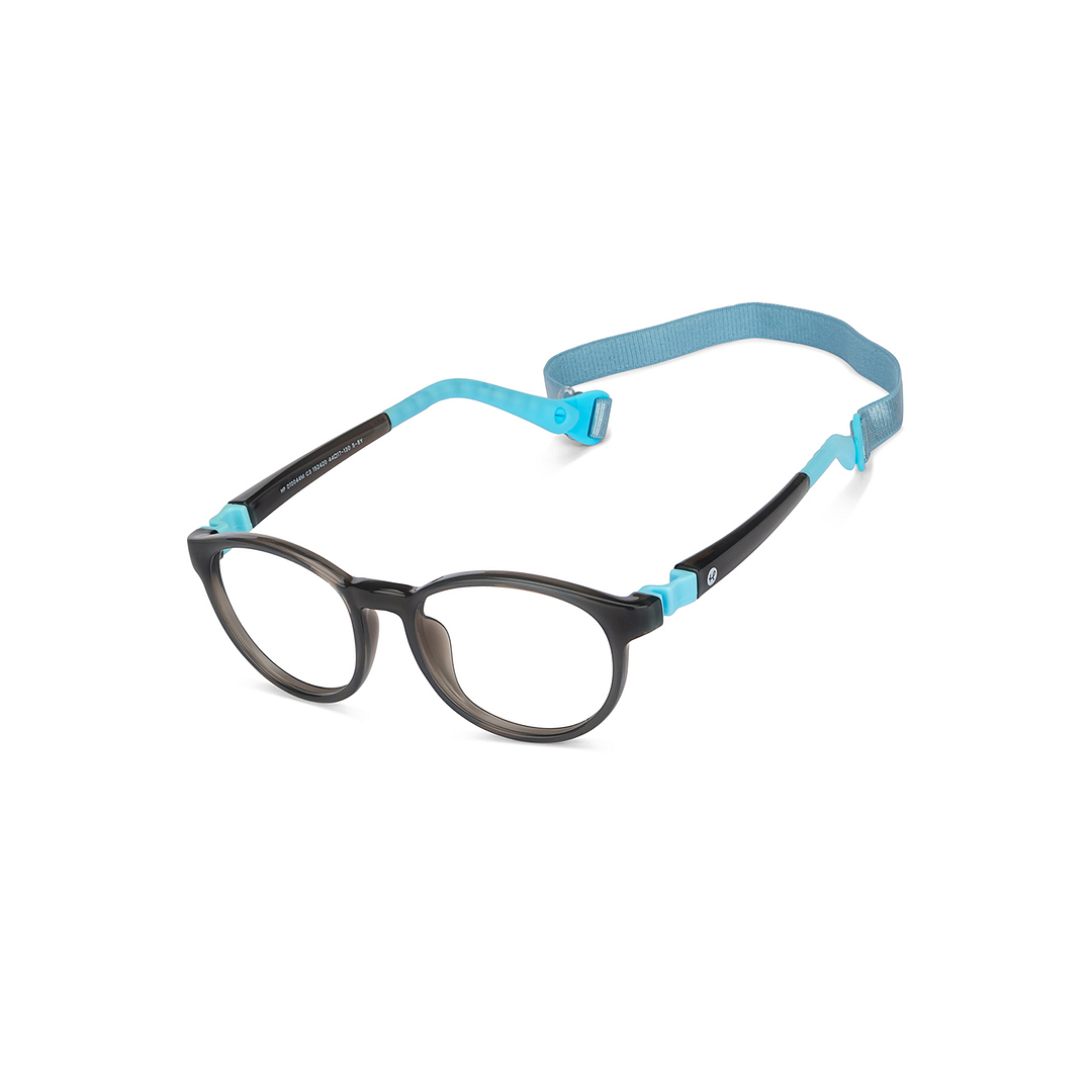 Hooper Screen Glasses Blue Block Phone  Computer Glasses: Grey Full Rim Round Kids 5-8 yrs Hooper HP D10044M-C3 left side