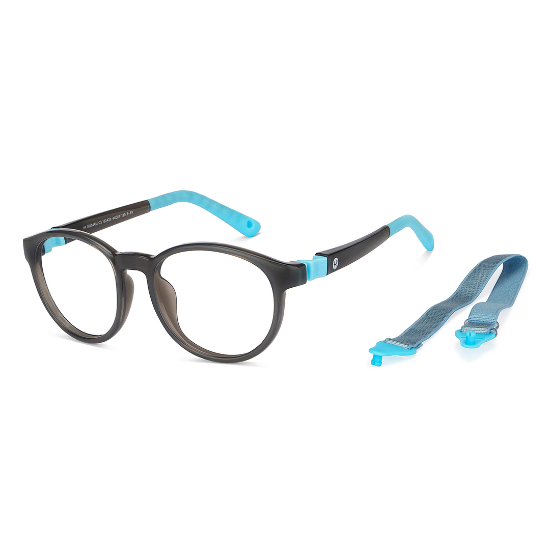 Hooper Screen Glasses Blue Block Phone  Computer Glasses: Grey Full Rim Round Kids 5-8 yrs Hooper HP D10044M-C3 right side
