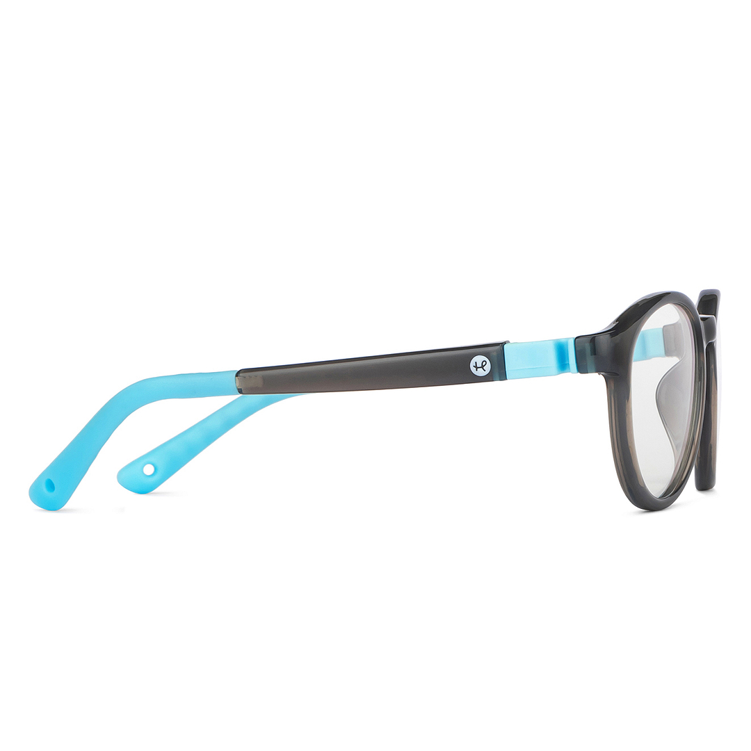 Hooper Screen Glasses Blue Block Phone  Computer Glasses: Grey Full Rim Round Kids 5-8 yrs Hooper HP D10044M-C3 left side