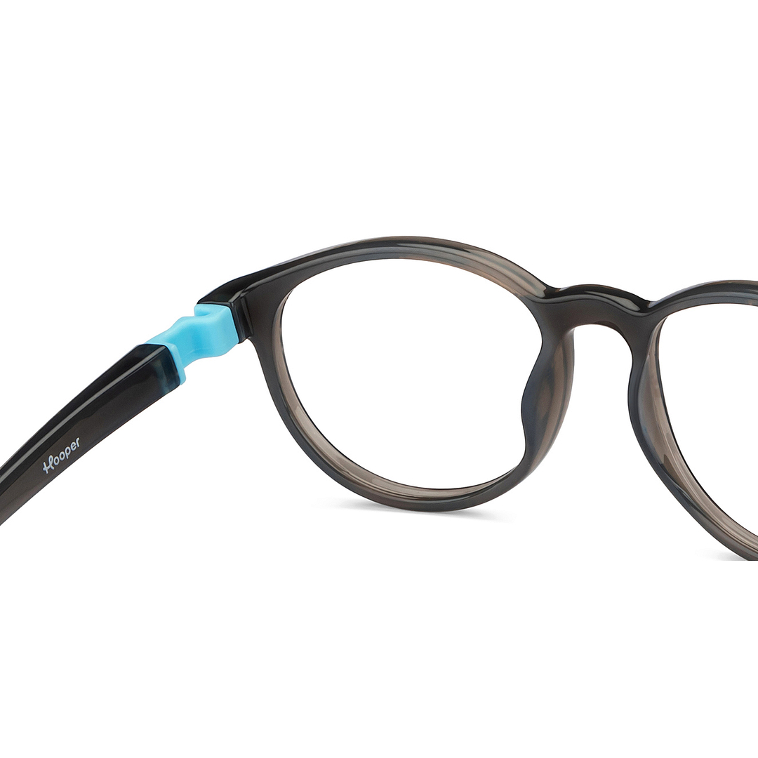 Hooper Screen Glasses Blue Block Phone  Computer Glasses: Grey Full Rim Round Kids 5-8 yrs Hooper HP D10044M-C3 right side