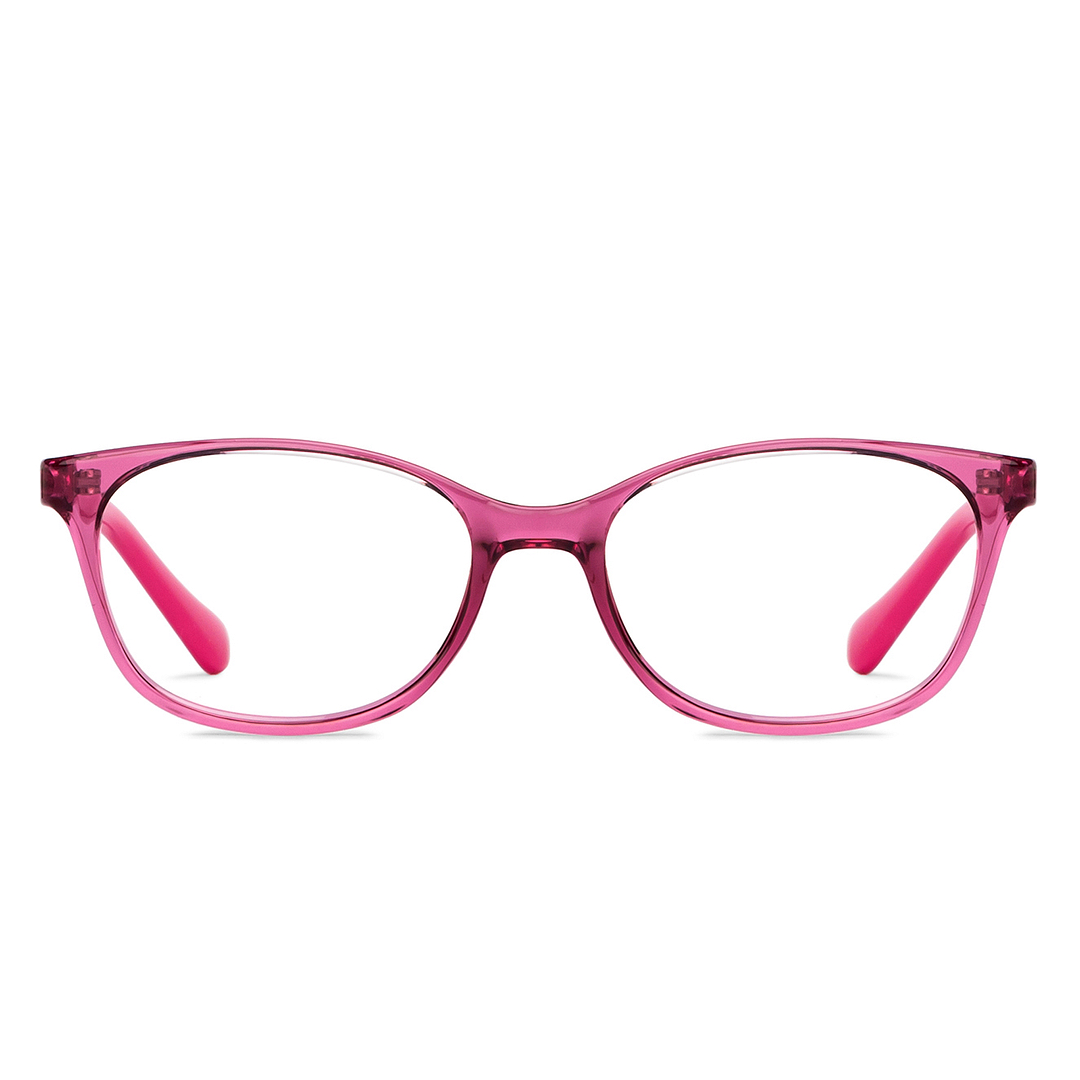 Hooper Screen Glasses Blue Block Phone Computer Glasses: Purple Transparent Pink Full Rim Cat Eye Kids 5-8 Yrs Hooper HP D1007M-C1 left side