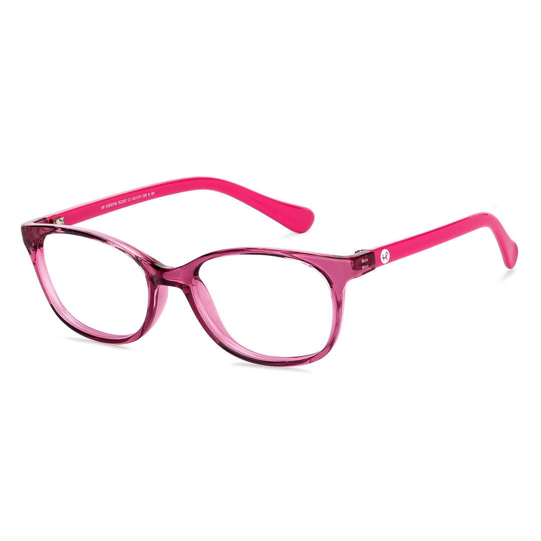 Hooper Screen Glasses Blue Block Phone Computer Glasses: Purple Transparent Pink Full Rim Cat Eye Kids 5-8 Yrs Hooper HP D1007M-C1 right side