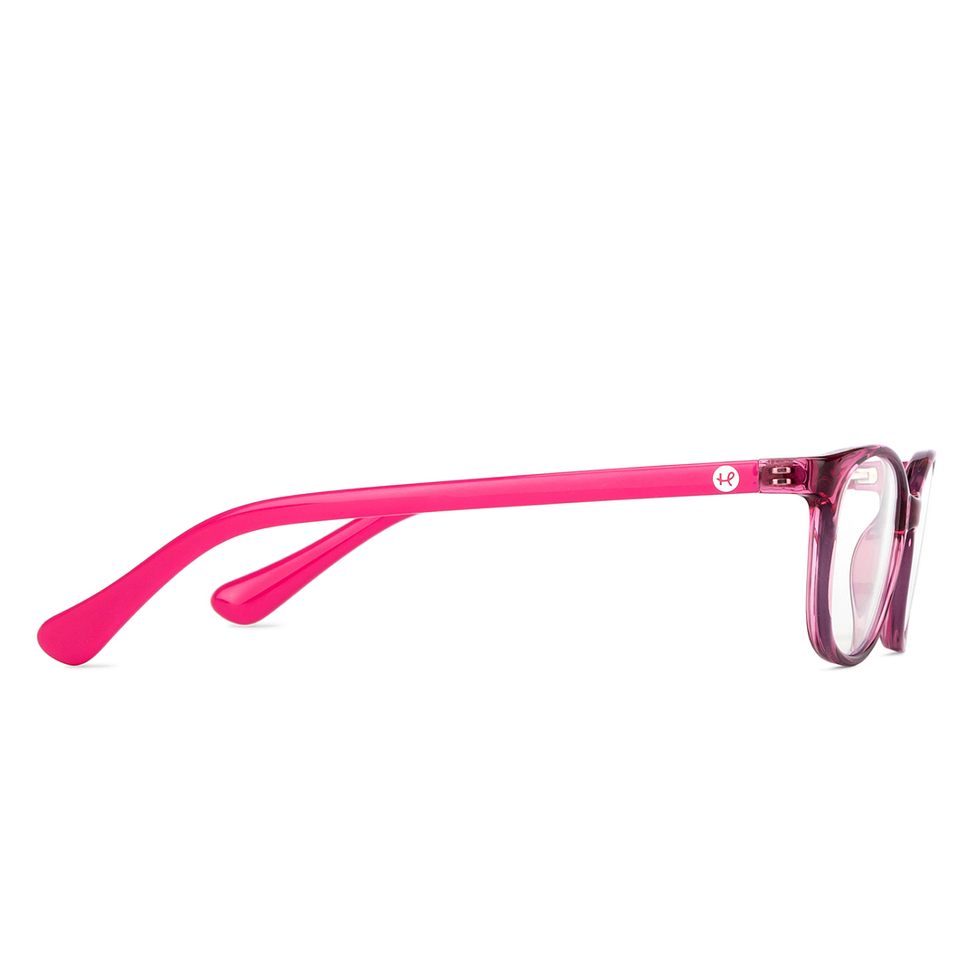 Hooper Screen Glasses Blue Block Phone Computer Glasses: Purple Transparent Pink Full Rim Cat Eye Kids 5-8 Yrs Hooper HP D1007M-C1 left side