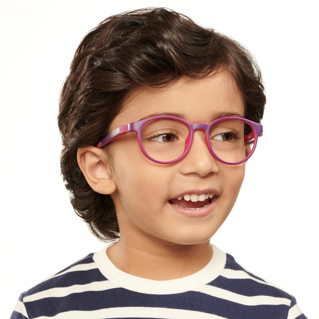Hooper Screen Glasses Blue Block Phone  Computer Glasses: Purple Pink Purple Full Rim Round Kids 5-8 yrs Computer Glasses HP D10044M-C1 right side