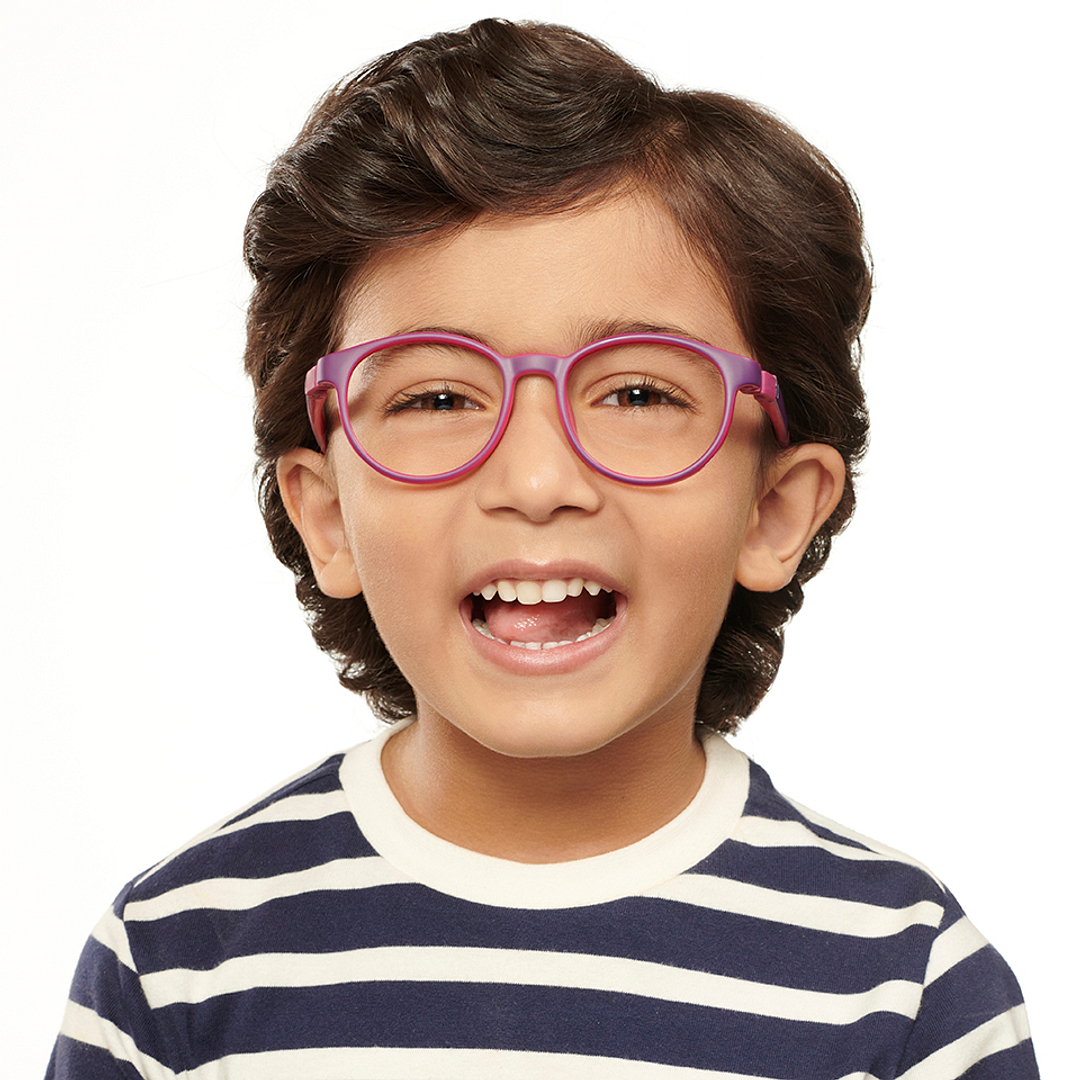 Hooper Screen Glasses Blue Block Phone  Computer Glasses: Purple Pink Purple Full Rim Round Kids 5-8 yrs Computer Glasses HP D10044M-C1 left side