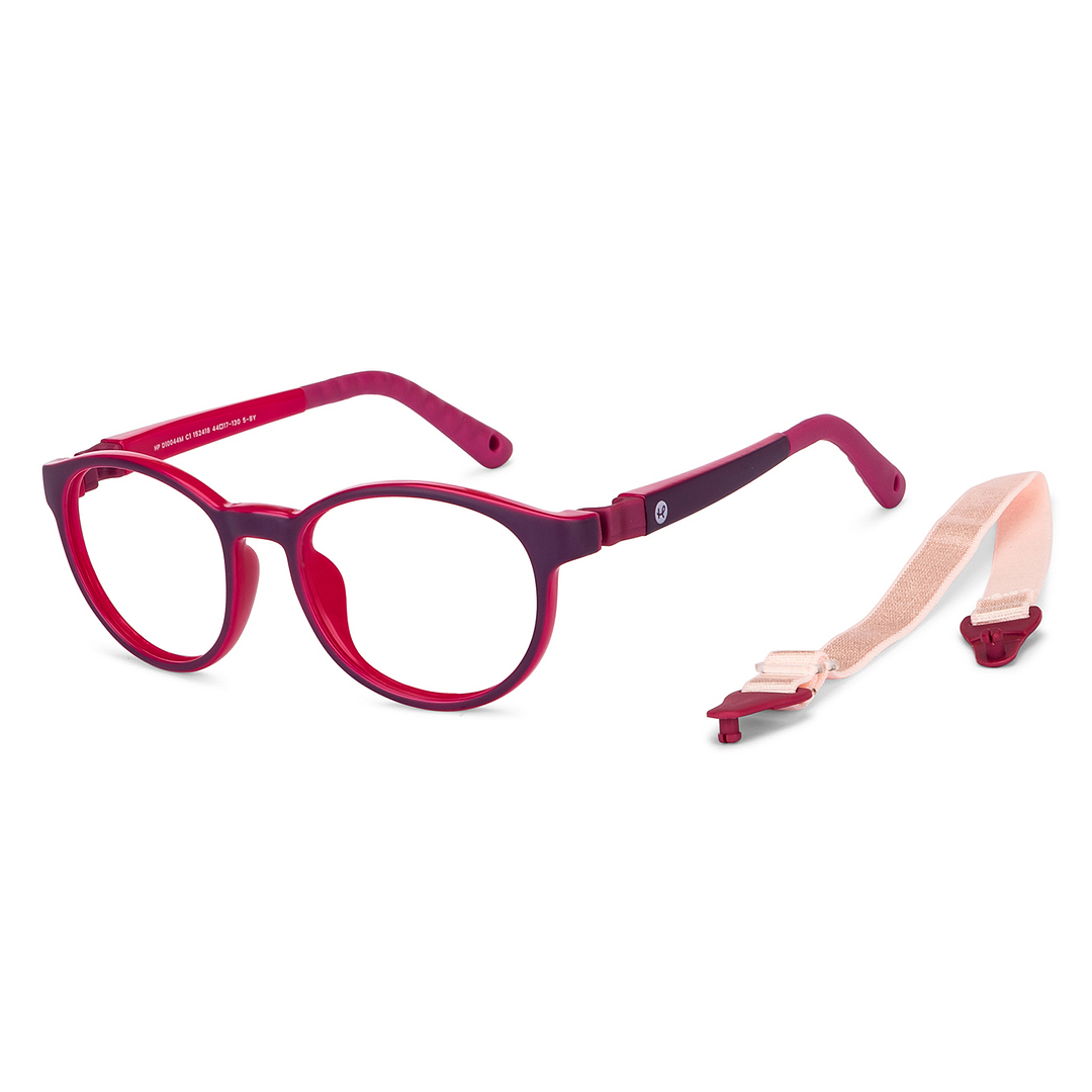 Hooper Screen Glasses Blue Block Phone  Computer Glasses: Purple Pink Purple Full Rim Round Kids 5-8 yrs Computer Glasses HP D10044M-C1 right side