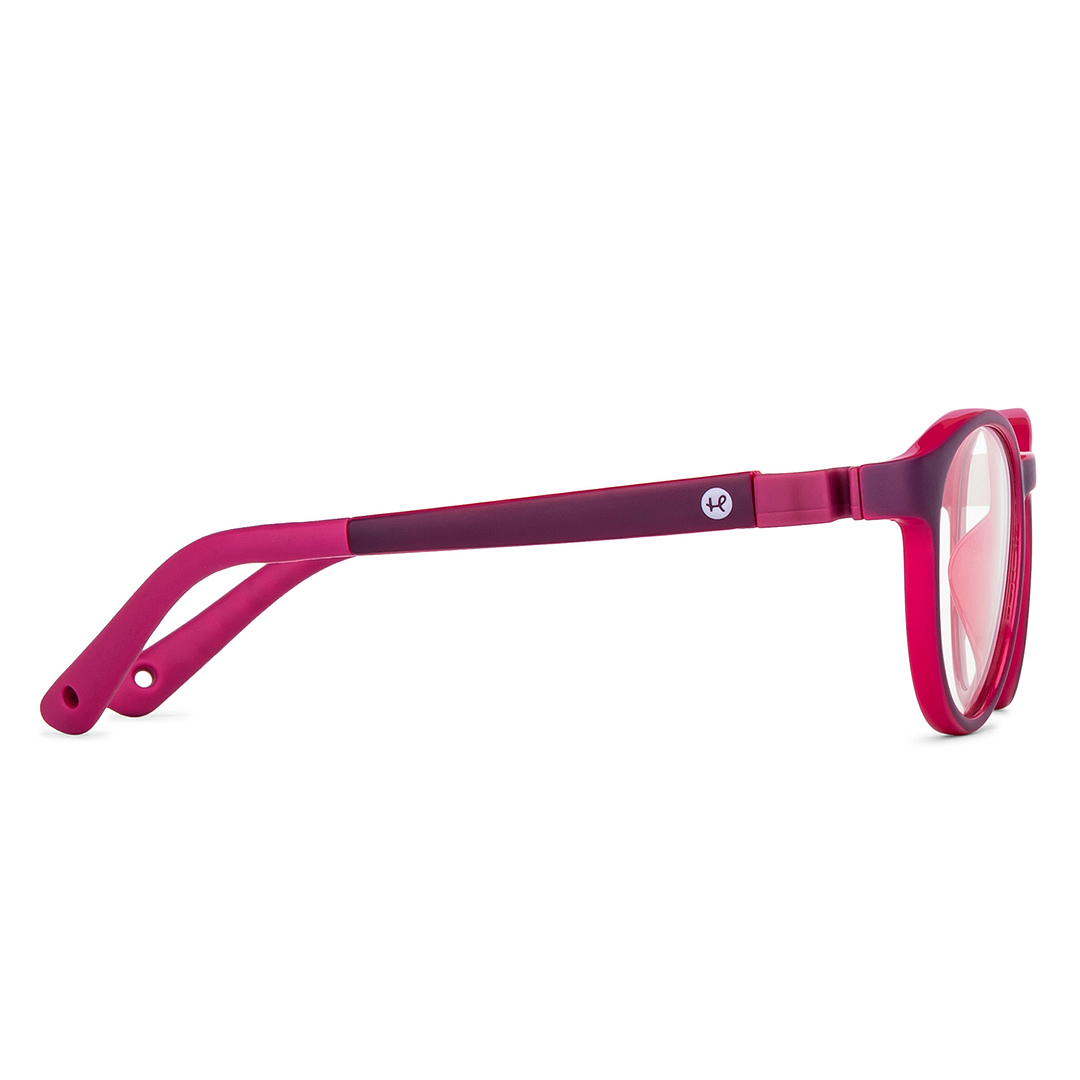 Hooper Screen Glasses Blue Block Phone  Computer Glasses: Purple Pink Purple Full Rim Round Kids 5-8 yrs Computer Glasses HP D10044M-C1 left side