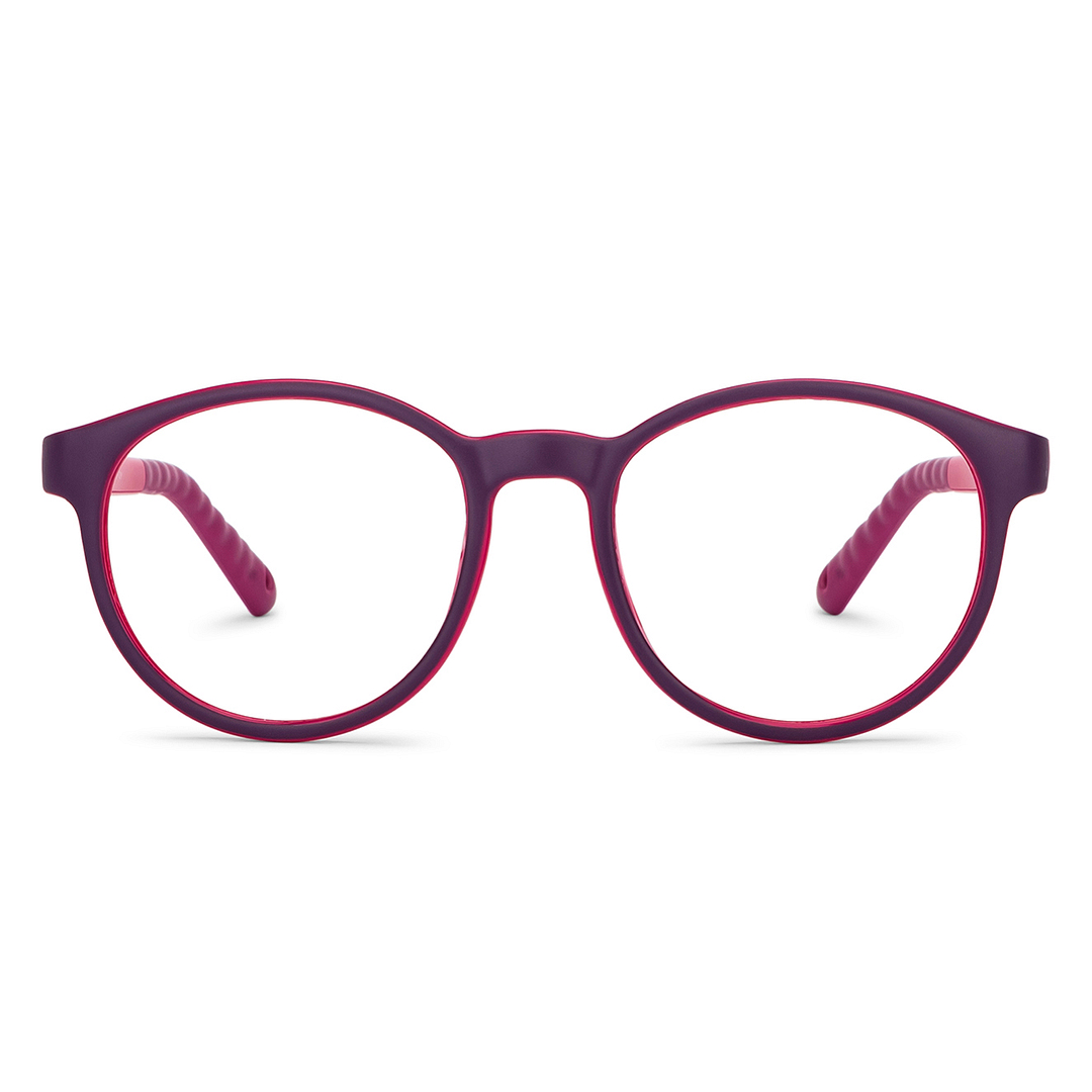 Hooper Screen Glasses Blue Block Phone  Computer Glasses: Purple Pink Purple Full Rim Round Kids 5-8 yrs Computer Glasses HP D10044L-C1 left side