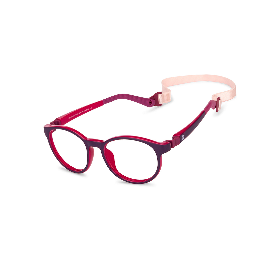 Hooper Screen Glasses Blue Block Phone  Computer Glasses: Purple Pink Purple Full Rim Round Kids 5-8 yrs Computer Glasses HP D10044L-C1 left side