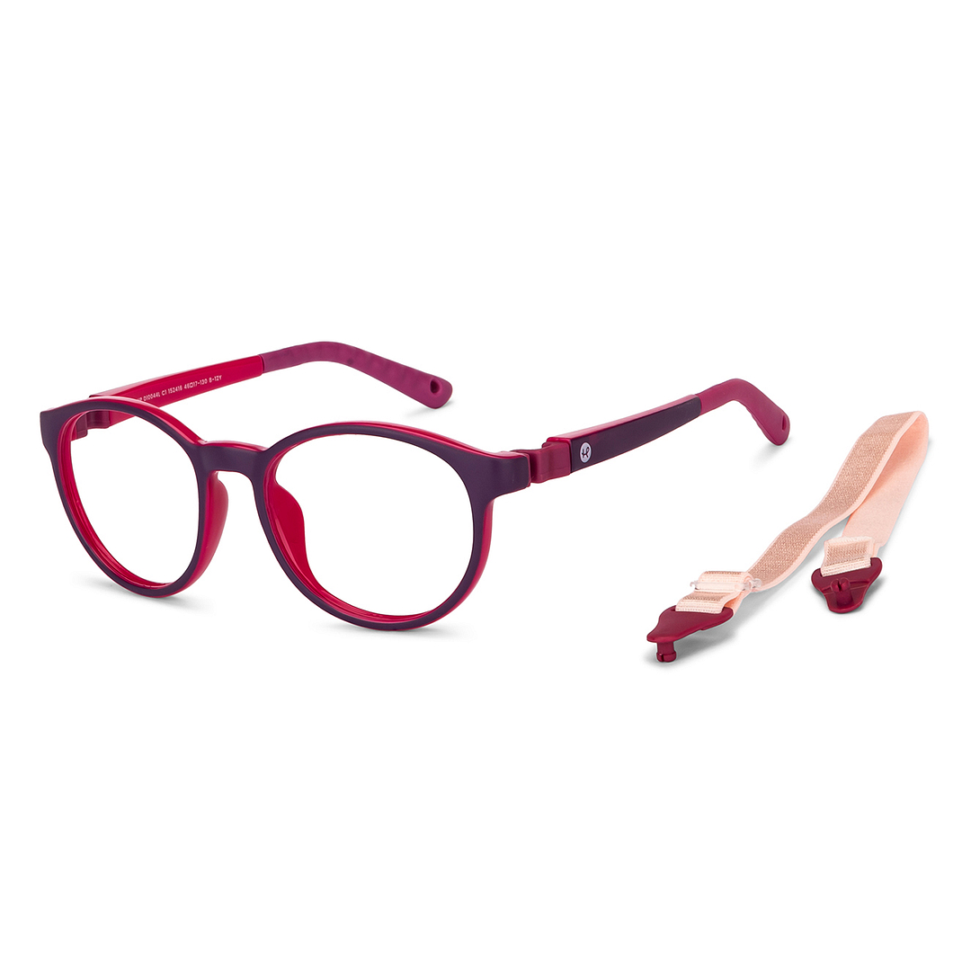 Hooper Screen Glasses Blue Block Phone  Computer Glasses: Purple Pink Purple Full Rim Round Kids 5-8 yrs Computer Glasses HP D10044L-C1 right side